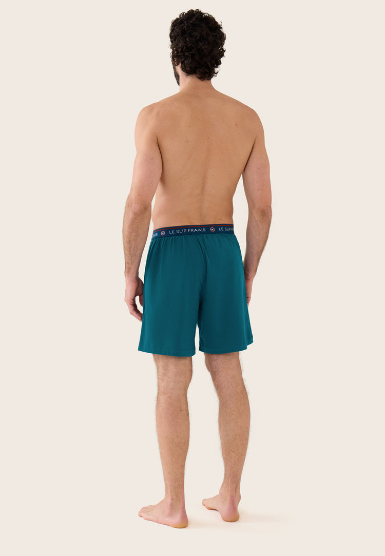 Bas de pyjama court bleu en coton - Invincible Bleu Canard - Le Slip Français - 3
