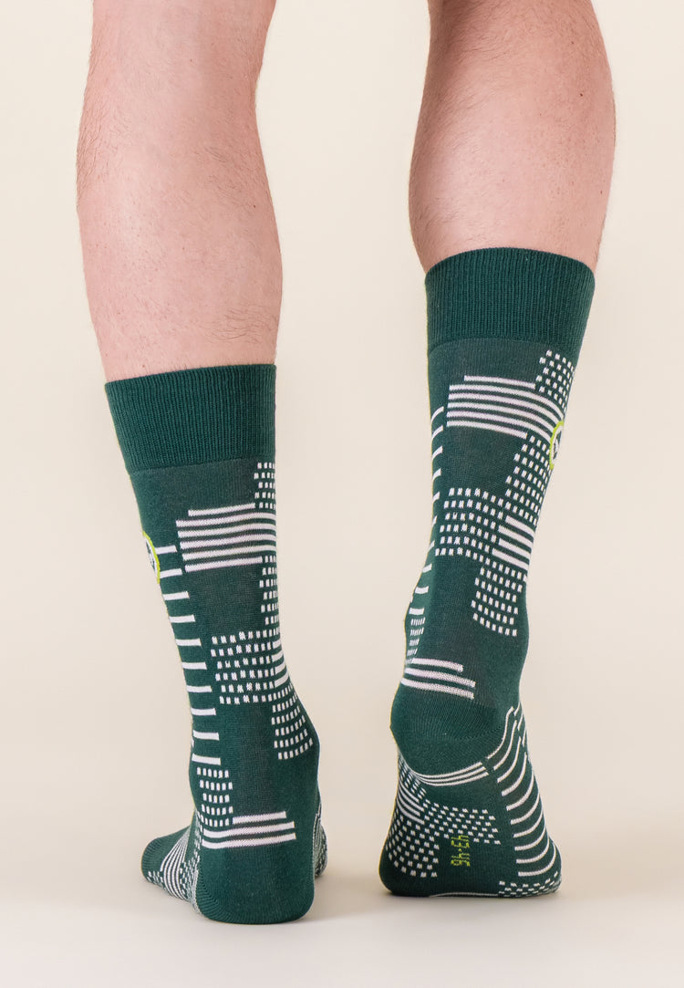Chaussettes mi-hautes à motif pixel vert forêt en coton - Lucas Pixel Vert Forêt - Le Slip Français - 3