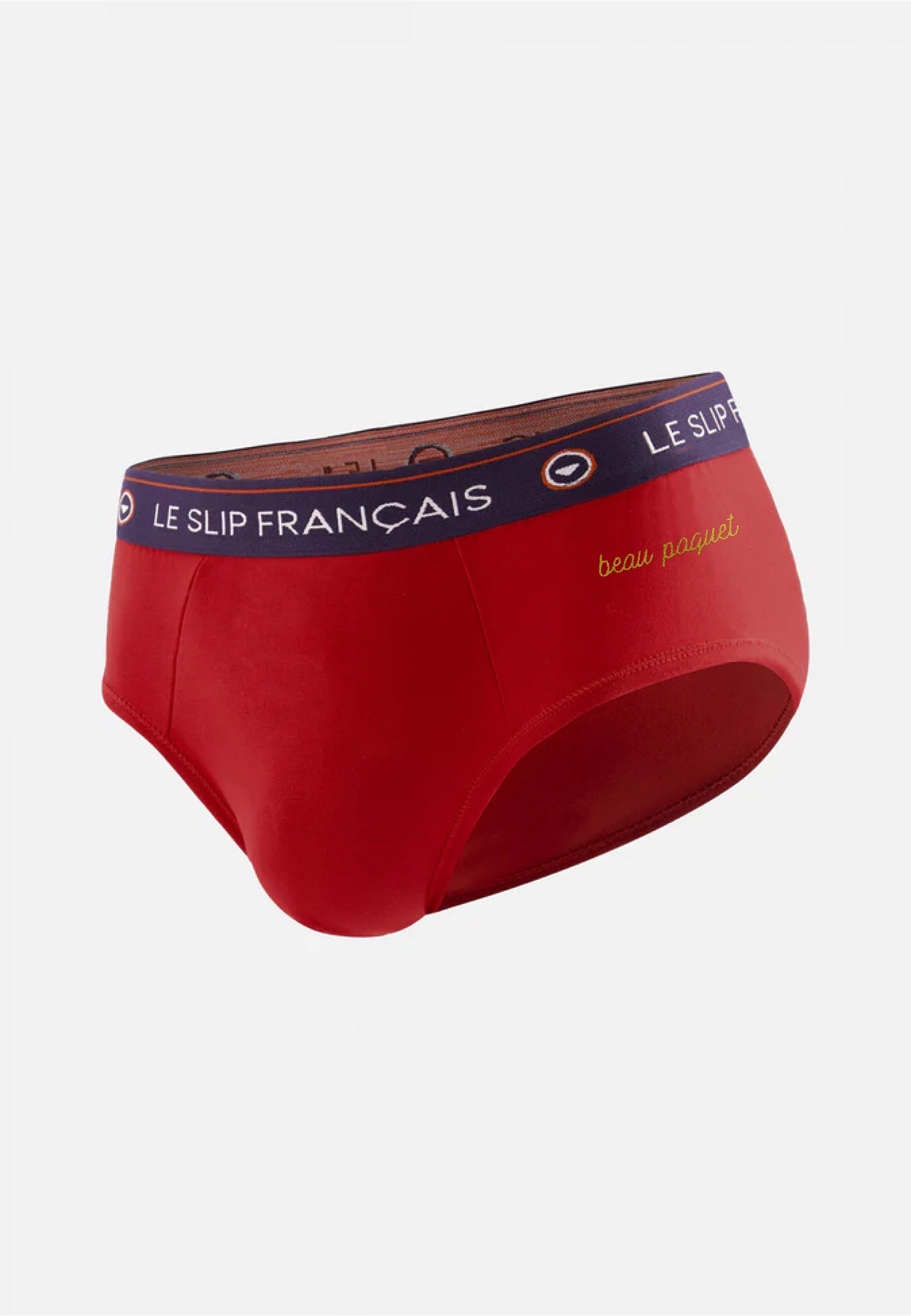 Slip rouge cerise en coton - Intrépide Rouge Brodé Beau Paquet Doré - Le Slip Français -  1
