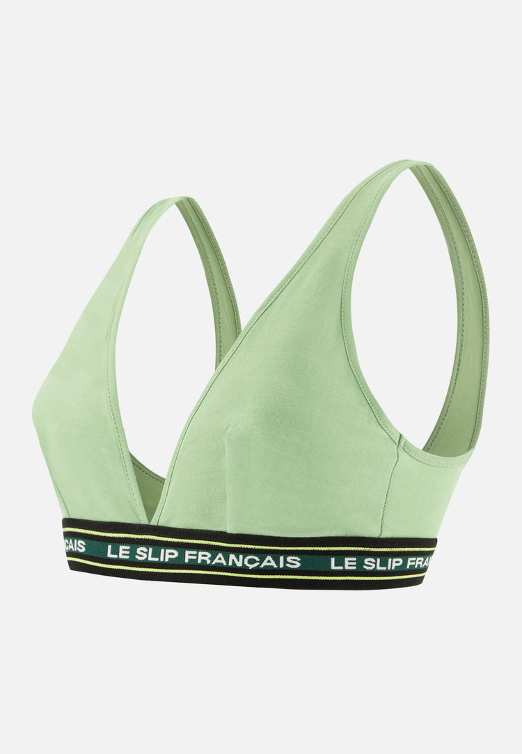 Soutien-gorge triangle vert en coton - Séduisante Vert Sauge - Le Slip Français - 7