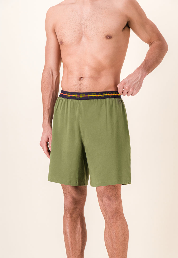 Bas de pyjamas court vert en coton - Invincible Kaki Veronese - Le Slip Français - 2