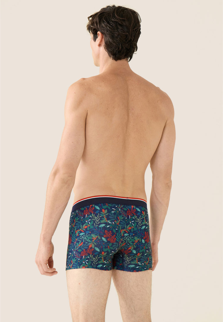 Boxer bleu marine imprimé houx - Marius Houx Marbre Vert - Le Slip Français - 3