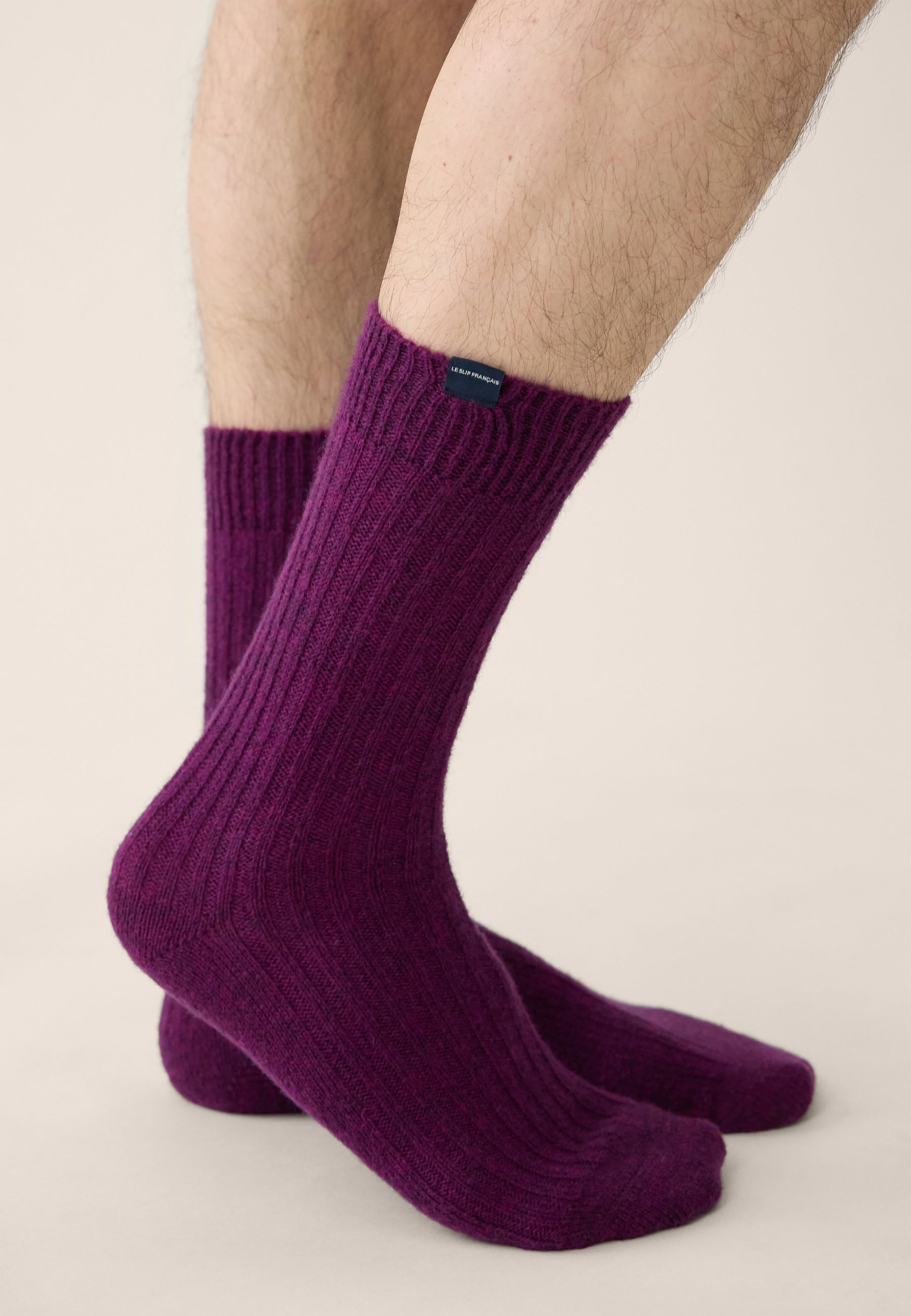 Chaussettes mi-hautes en mohair - Andy Violet Profond - Le Slip Français -  2