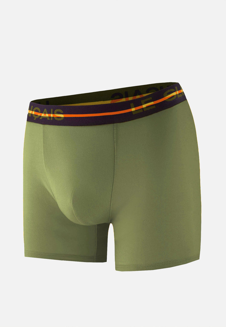 Boxer long vert en coton - Redoutable Long Kaki Veronese - Le Slip Français - 1