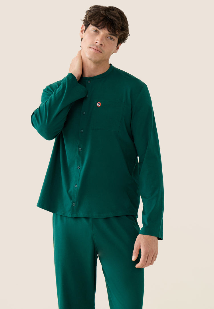 Ensemble de pyjama chemise et pantalon en coton - Pack Hugo Vert Sapin - Le Slip Français - 2
