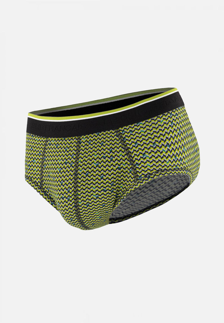 Slip à motif chevron jaune anis en coton - Terrible Chevron Jaune Anis - Le Slip Français - 1