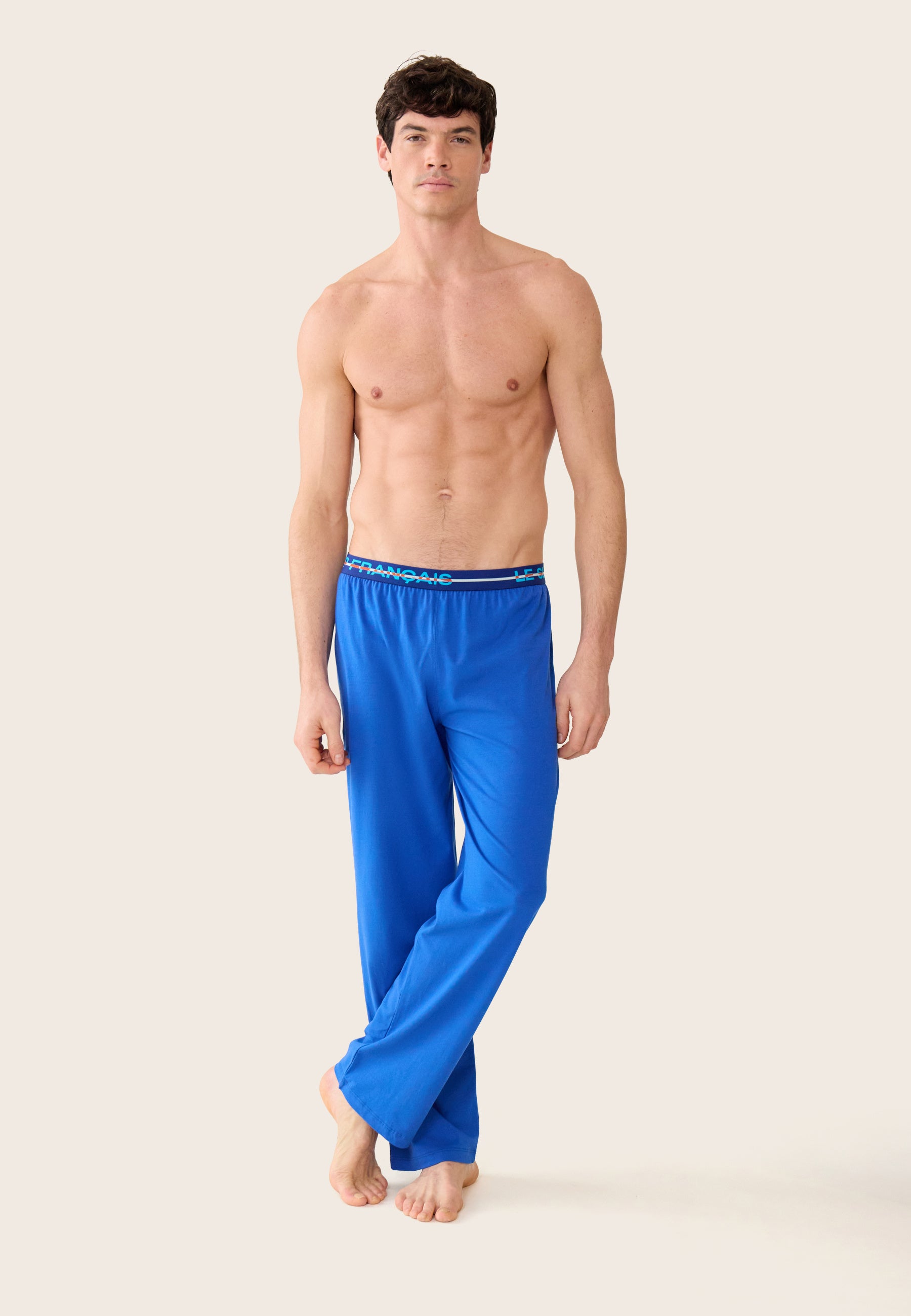 Bas de pyjama long homme bleu en coton - Indomptable Bleu Nautique - Le Slip Français -  2