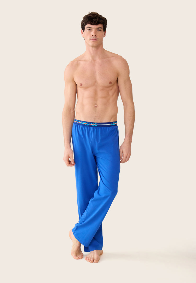 Bas de pyjama long homme bleu en coton - Indomptable Bleu Nautique - Le Slip Français - 2