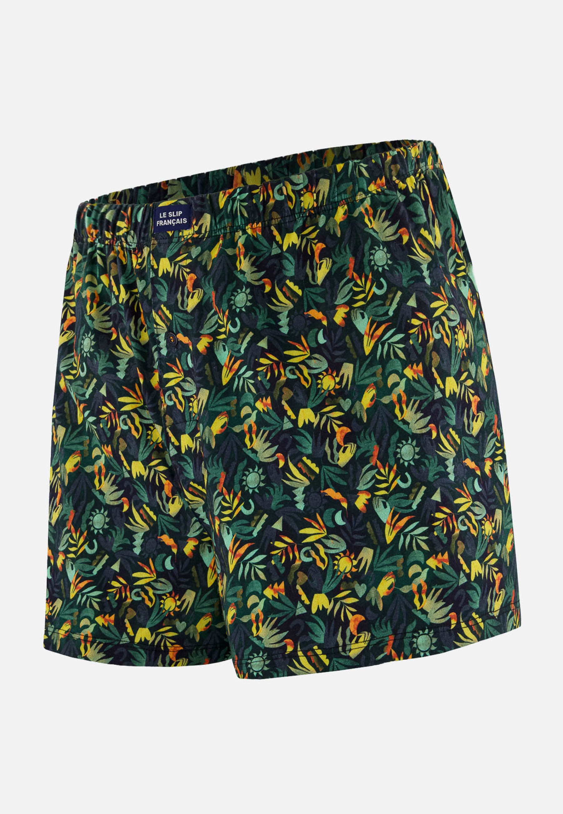 Caleçon vert à motif jungle en jersey de coton - Fredo Jungle Kaki Veronese - Le Slip Français -  1