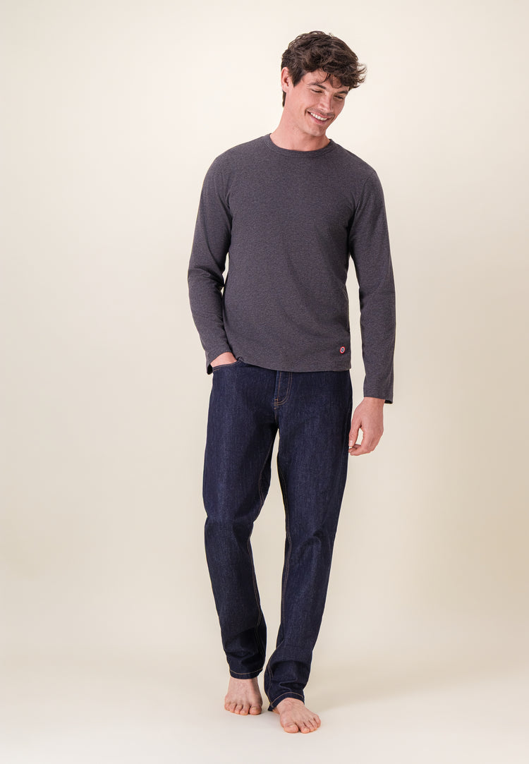T-shirt à manches longues gris en coton - Superbe Gris Anthracite - Le Slip Français - 3