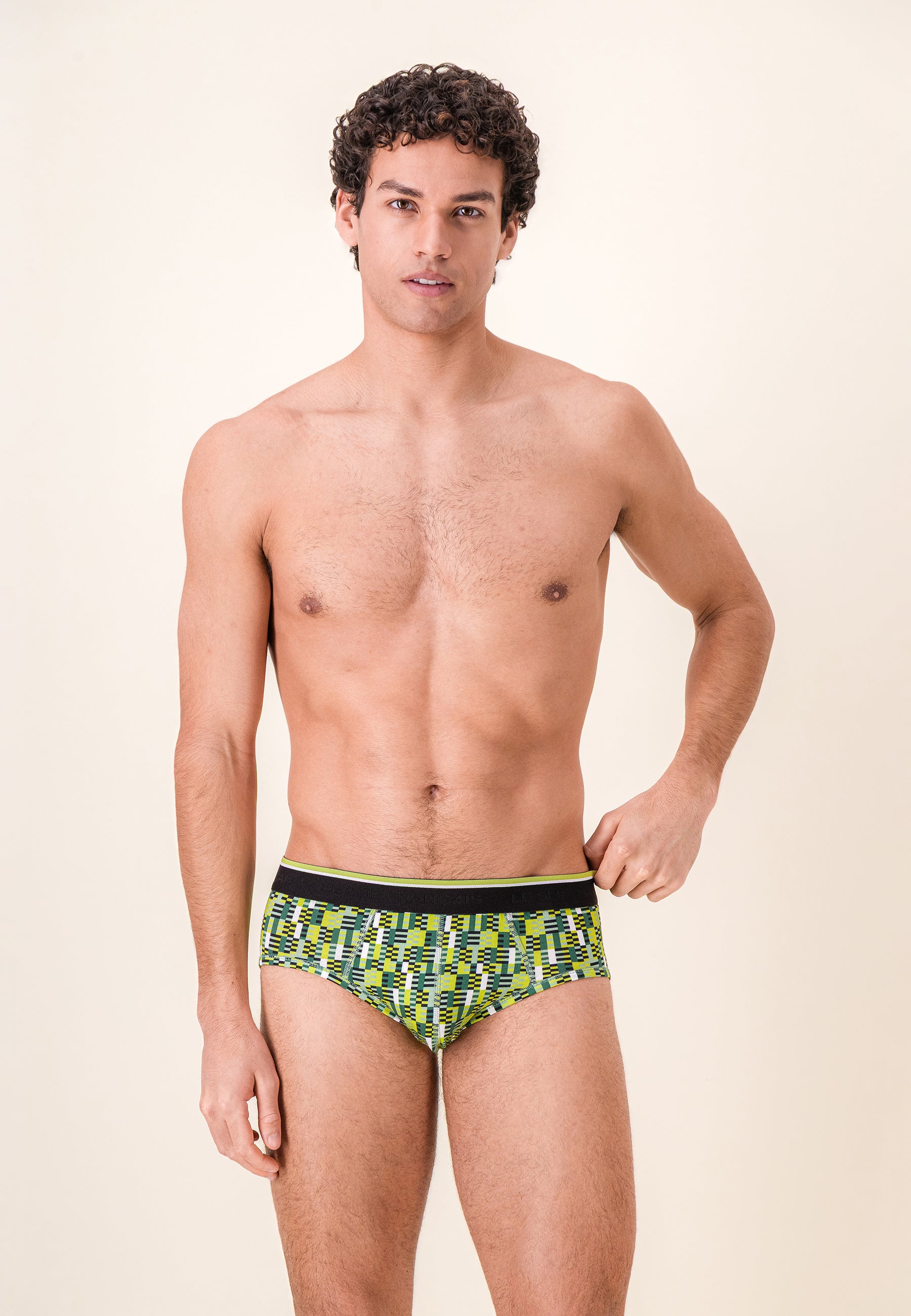 Slip à motif entrelaces jaune anis en coton - Terrible Entrelaces Jaune Anis - Le Slip Français -  2