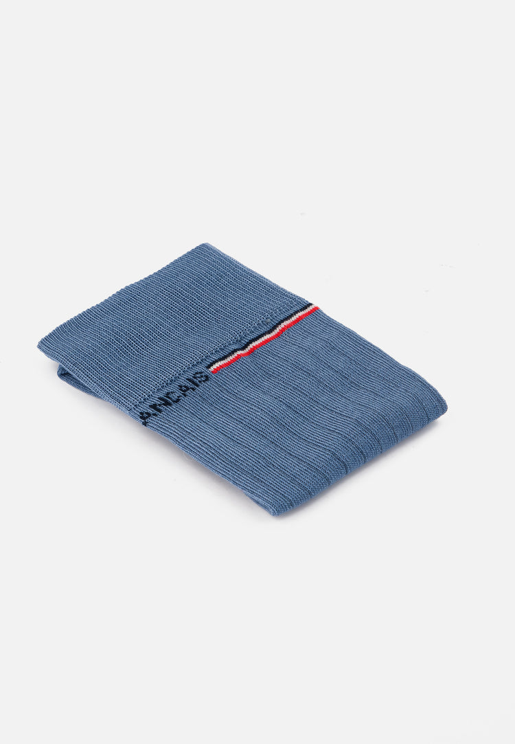 Chaussettes mi-hautes bleu en fil d'Écosse - Nessy Bleu Acier - Le Slip Français - 2