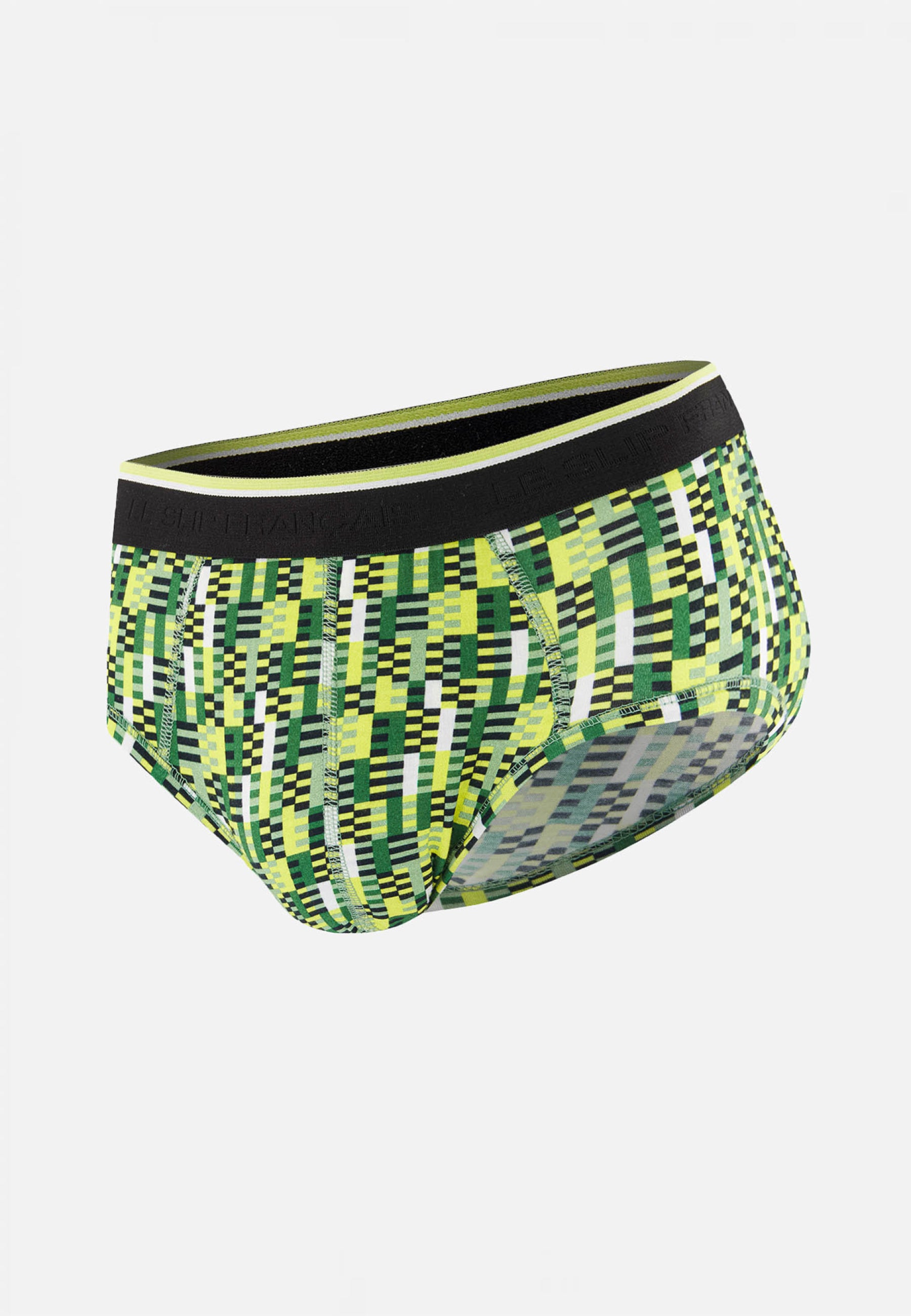 Slip à motif entrelaces jaune anis en coton - Terrible Entrelaces Jaune Anis - Le Slip Français -  1