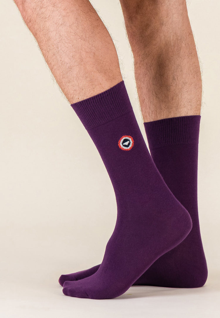Chaussettes mi-hautes violet en coton - Robuste Violet Profond - Le Slip Français - 2