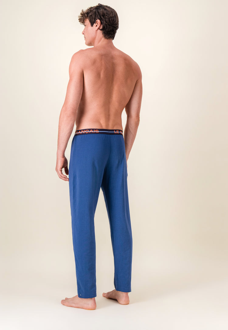 Bas de pyjama long bleu en coton - Indomptable Bleu Acier - Le Slip Français - 3