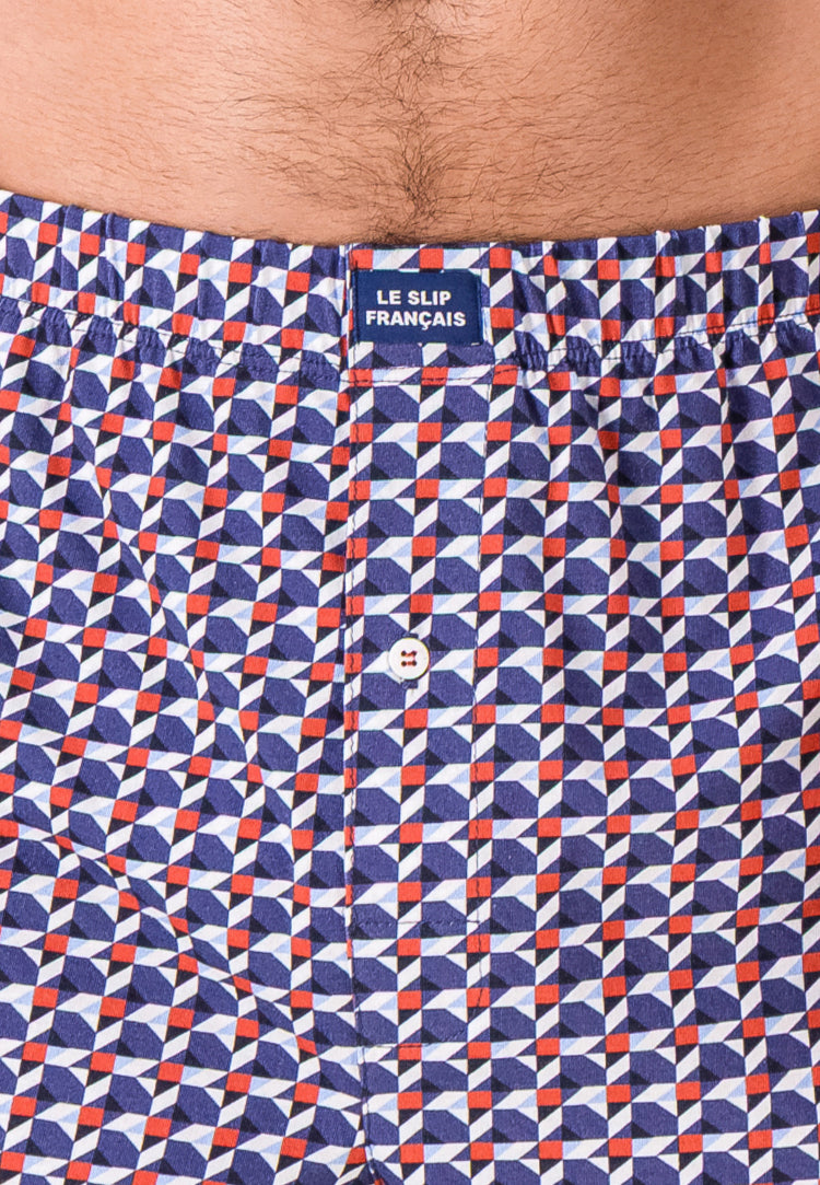 Caleçon à motif puzzle bleu acier en jersey de coton - Fredo Puzzle Bleu Acier - Le Slip Français - 5