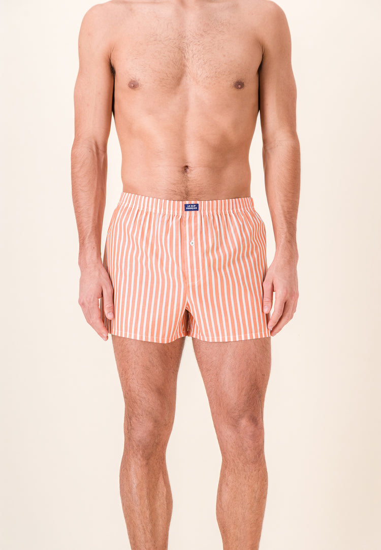 Caleçon à rayures orange en coton - Jacques Sens Orange Pur - Le Slip Français - 4