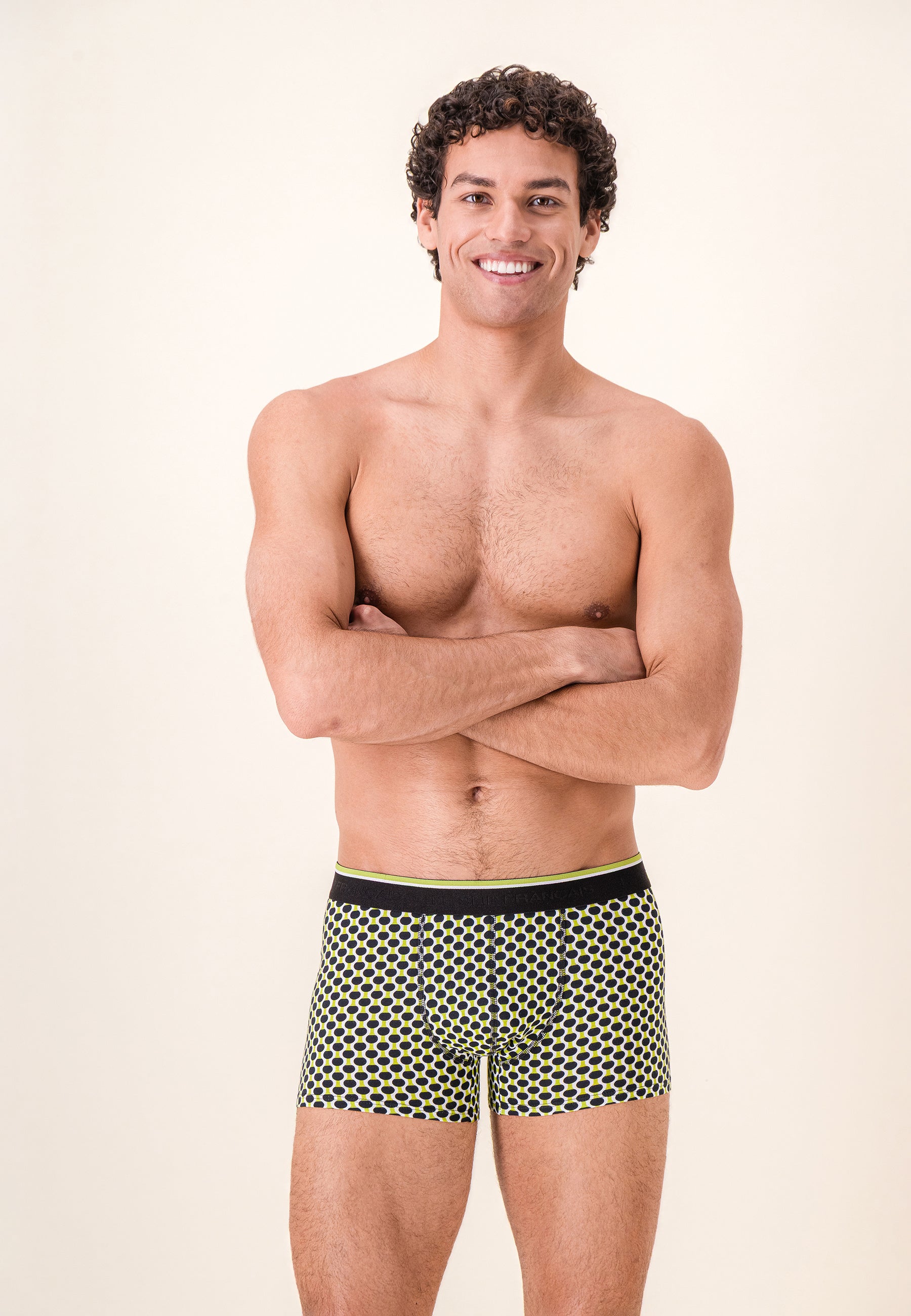Boxer à motif raquettes jaune anis en coton - Marius Raquettes Jaune Anis - Le Slip Français -  2