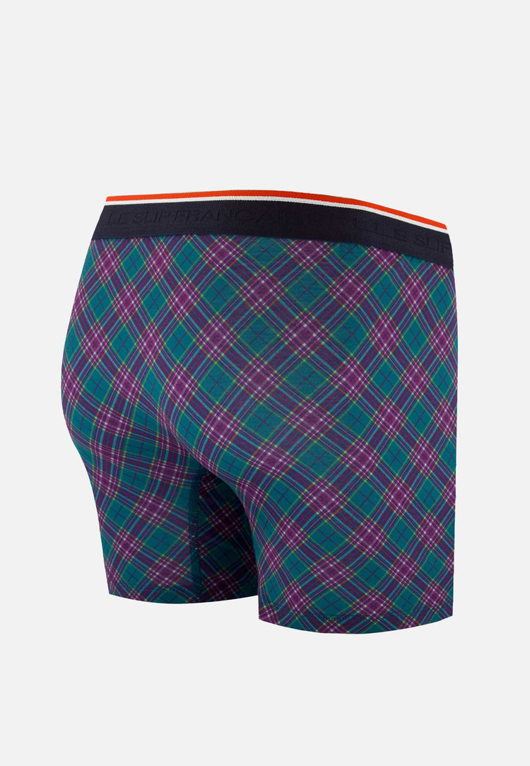 Boxer long à motif tartan bleu canard en coton - Michel Tartan Bleu Canard - Le Slip Français - 6