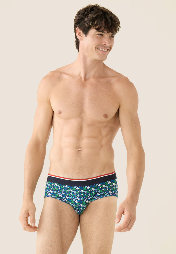 Slip imprimé mosaïque indigo en coton - Terrible Mosaique Indigo - Le Slip Français - 5