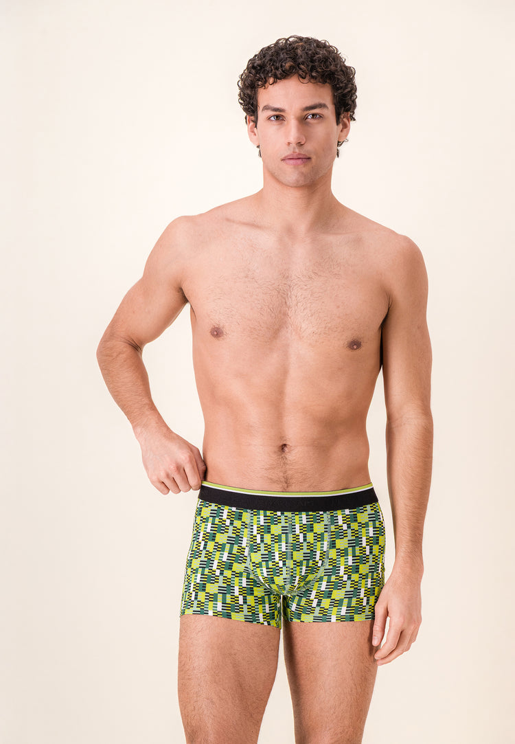 Boxer à motif entrelaces jaune anis en coton - Marius Entrelaces Jaune Anis - Le Slip Français - 2