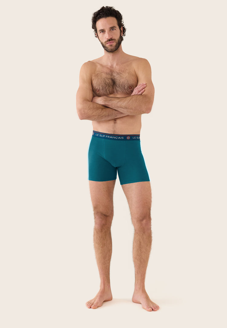 Boxer long bleu en coton - Redoutable Long Bleu Canard - Le Slip Français - 2