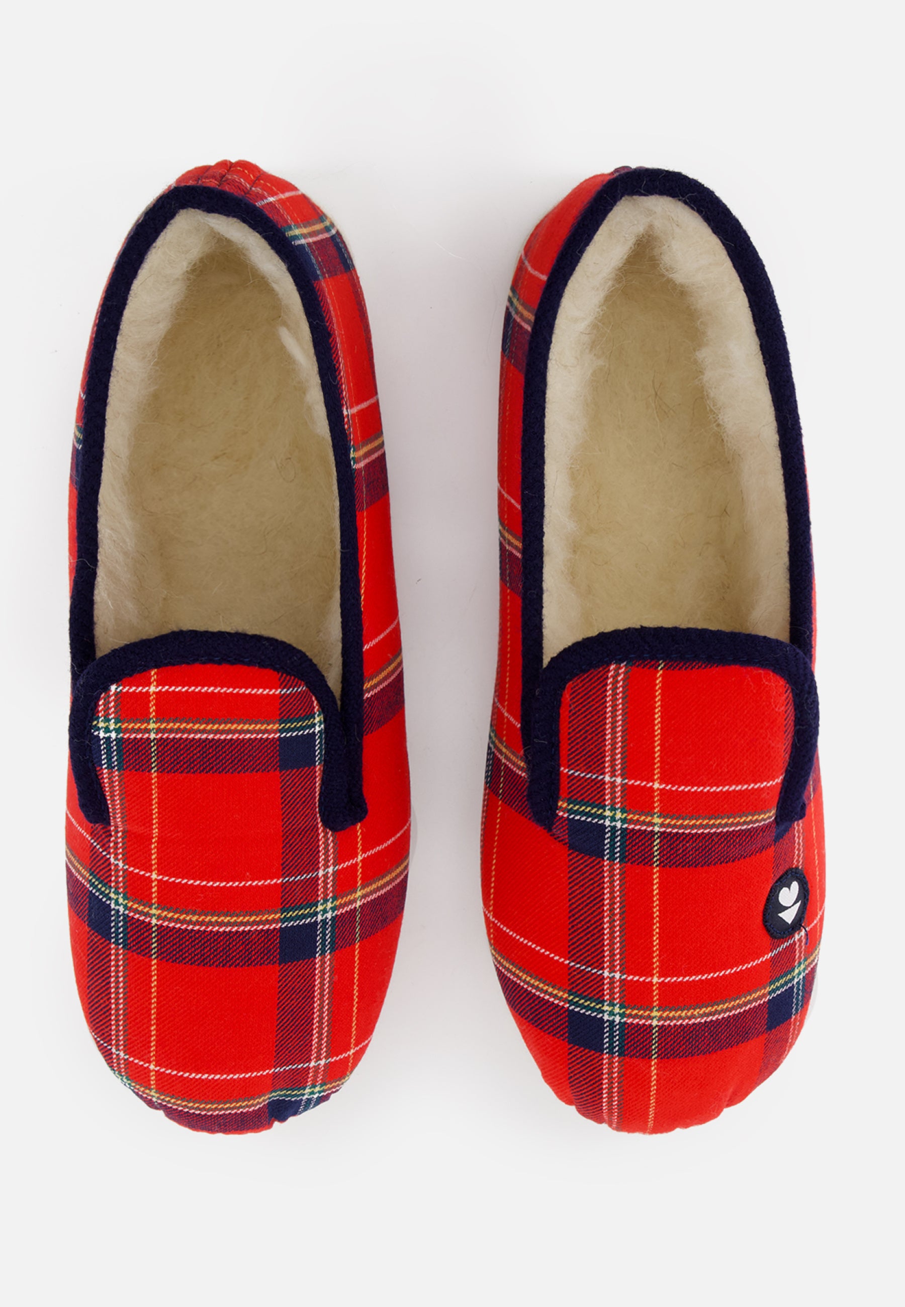 Chaussons d'intérieur en laine - Pantoufles Carreaux Rouge - Le Slip Français -  2