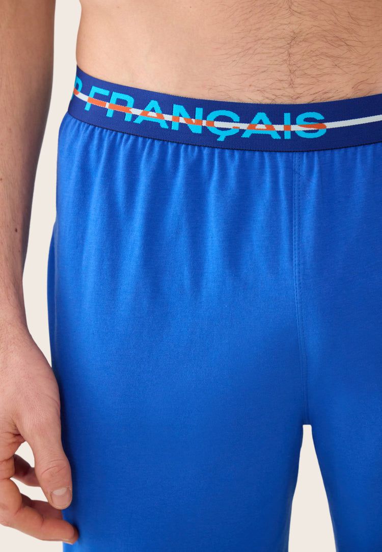 Bas de pyjama long homme bleu en coton - Indomptable Bleu Nautique - Le Slip Français - 4