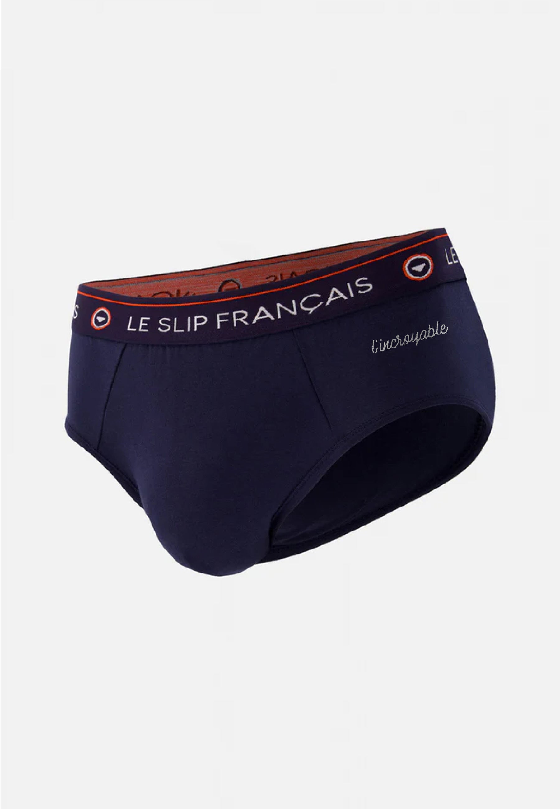 Slip bleu marine en coton - Intrépide Marine Brodé L'Incroyable - Le Slip Français -  1