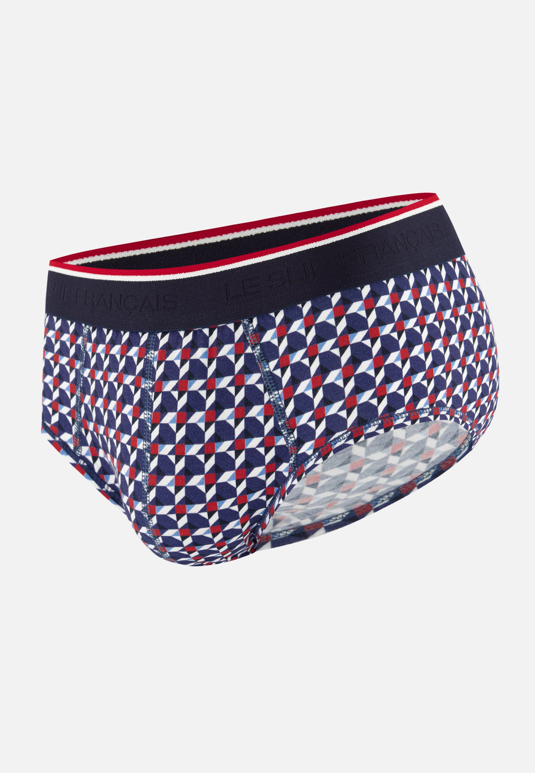 Slip à motif puzzle bleu acier en coton - Terrible Puzzle Bleu Acier - Le Slip Français -  1
