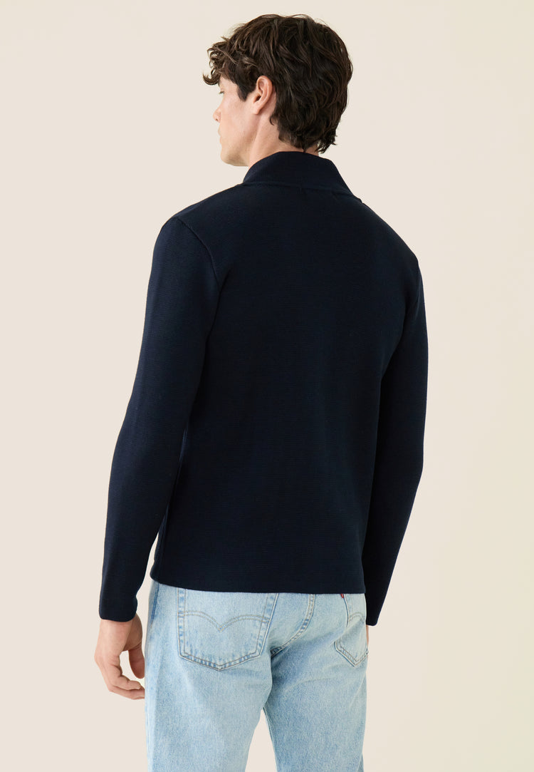 Cardigan homme en maille bleu marine - Eloi Marine - Le Slip Français - 5