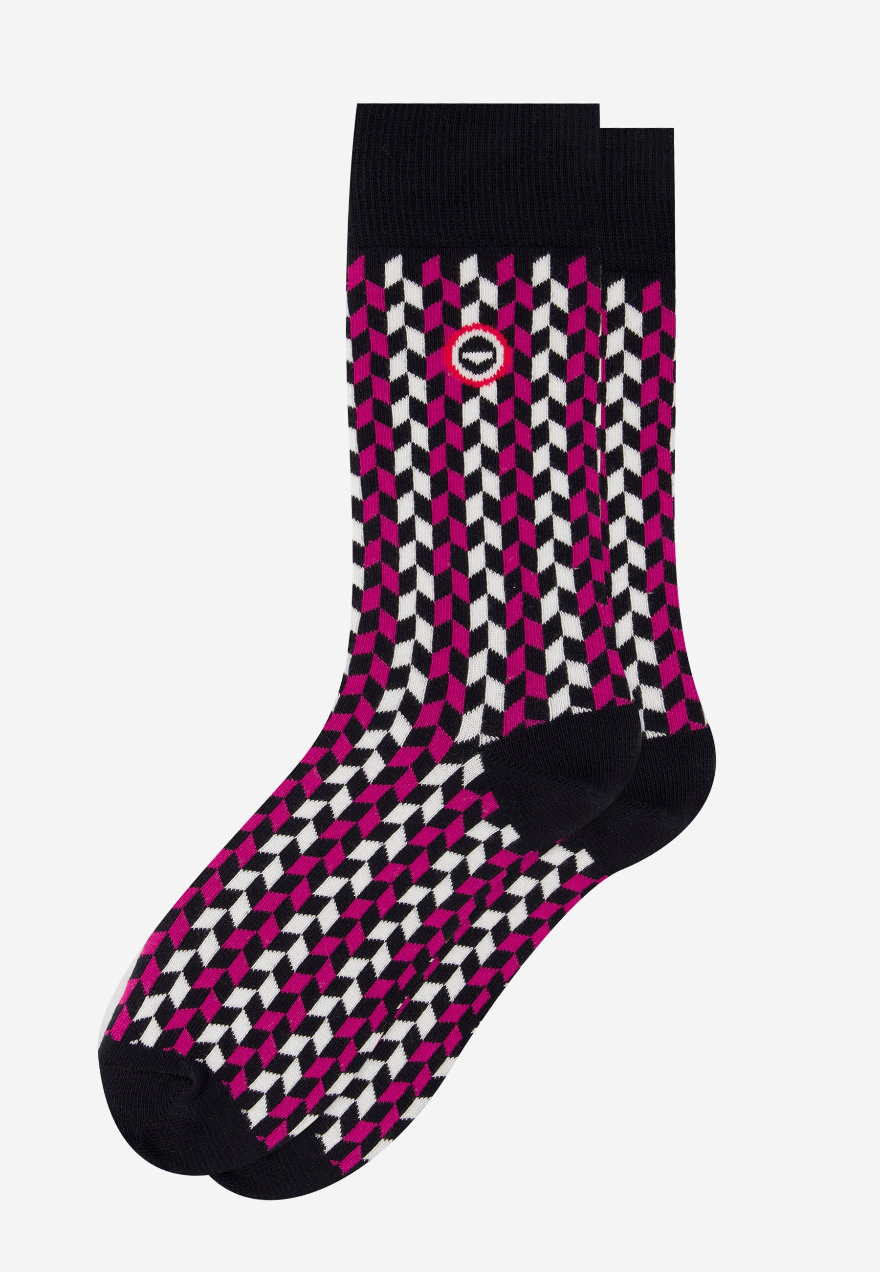 Chaussettes mi-hautes mixtes en coton - Lucas Flechette Fuchsia - Le Slip Français -  1