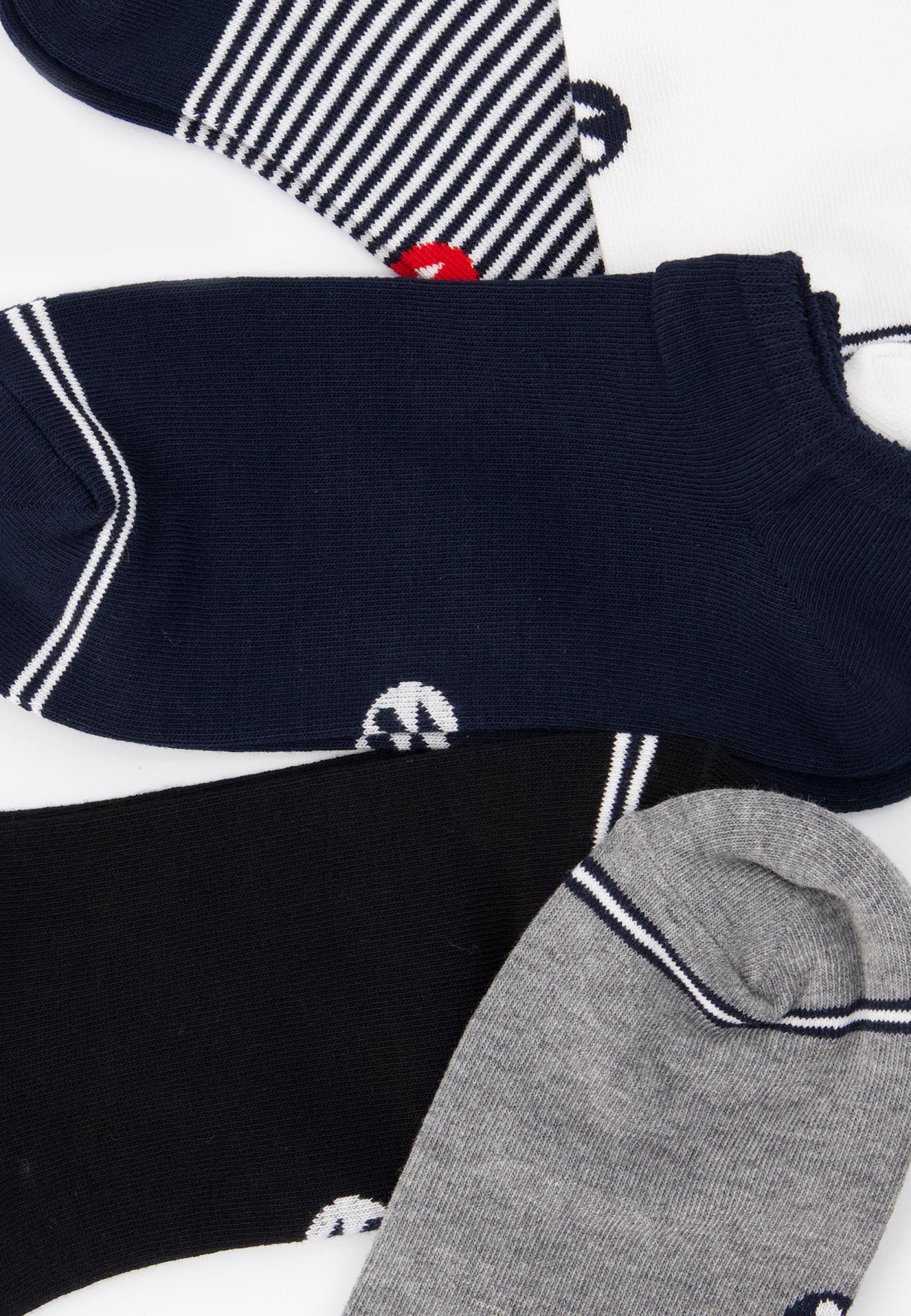 Pack Cinquo Socquettes Jo Marine Gris Chiné Blanc Noir - Le Slip Français -  2