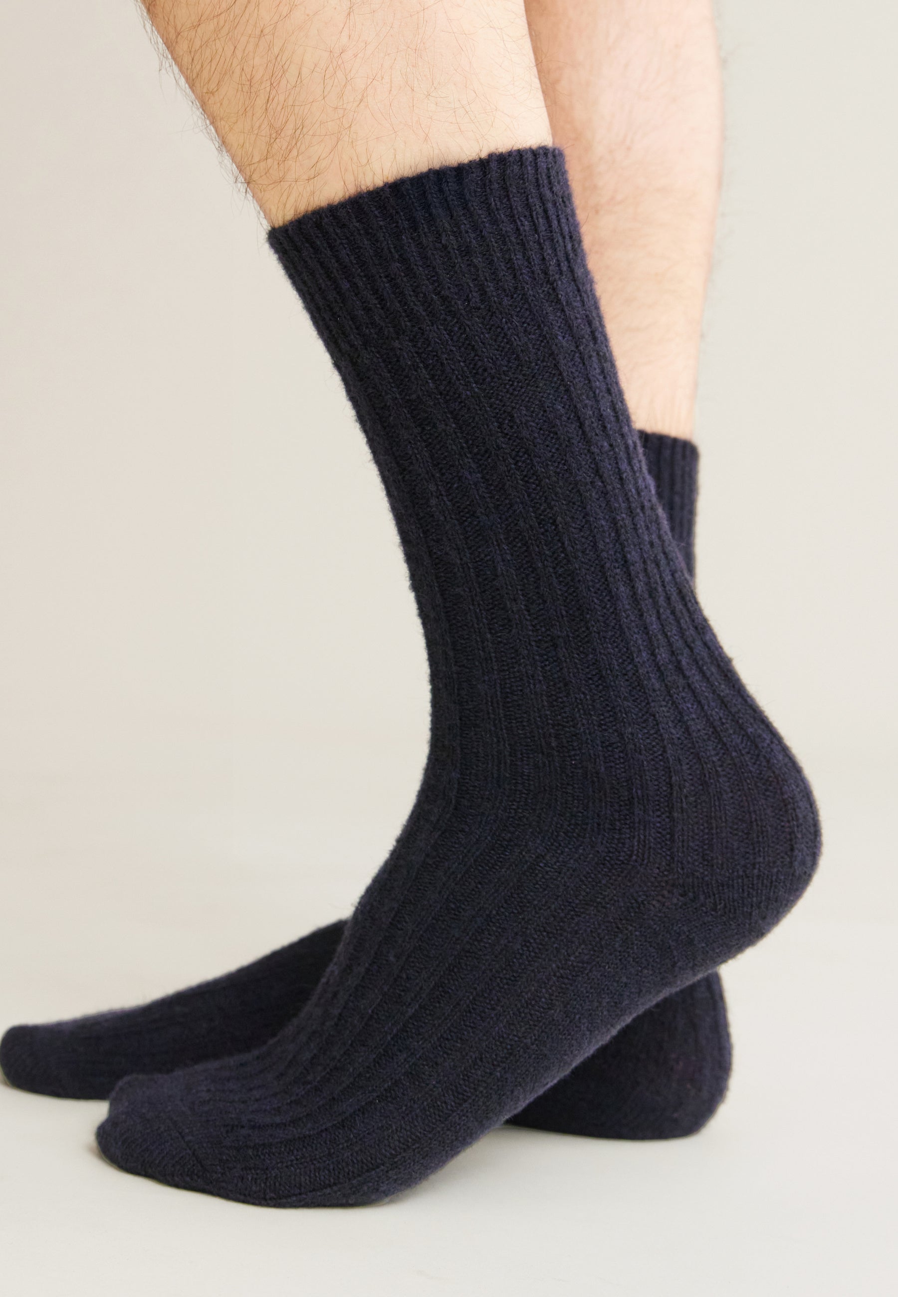 Chaussettes mi-hautes bleu marine en mohair - Andy Marine Lsf - Le Slip Français -  2