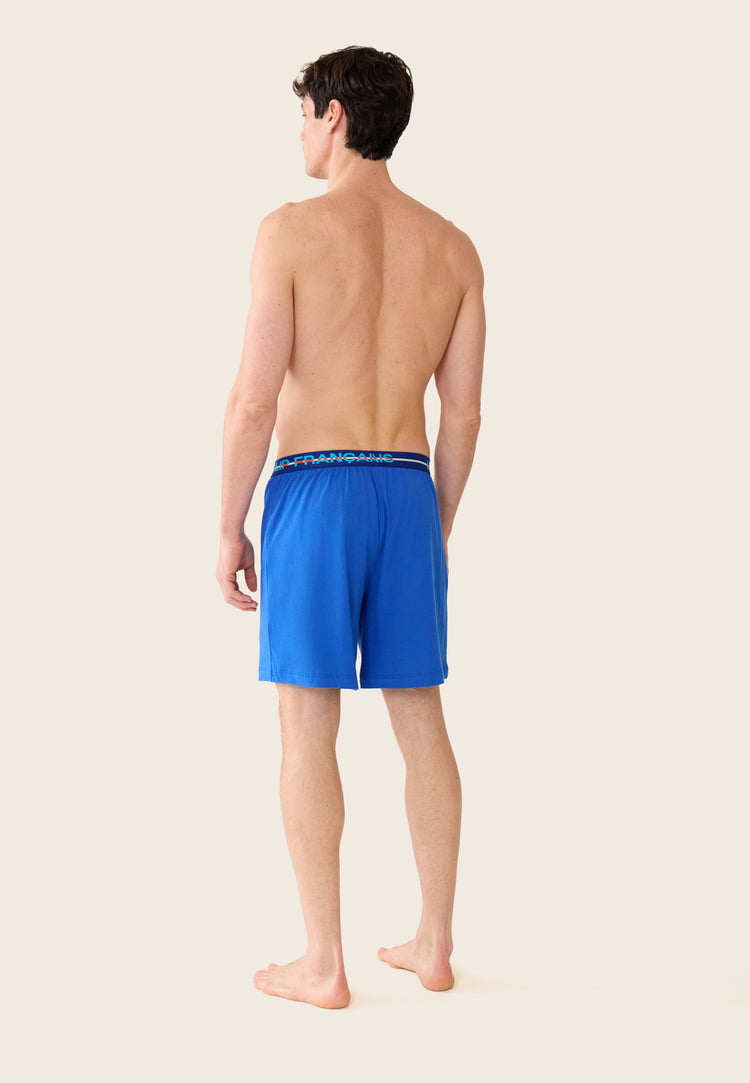 Bas de pyjamas court bleu en coton - Invincible Bleu Nautique - Le Slip Français - 3