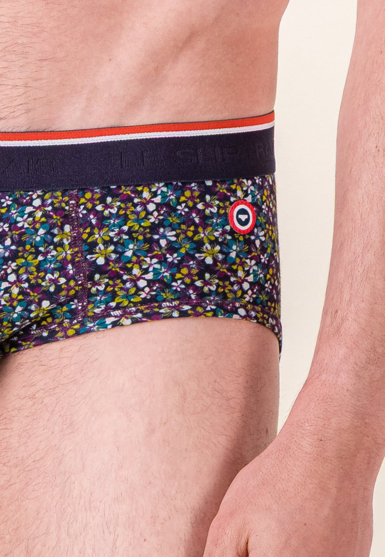 Slip à motif bloom bleu canard en coton - Terrible Bloom Bleu Canard - Le Slip Français - 4