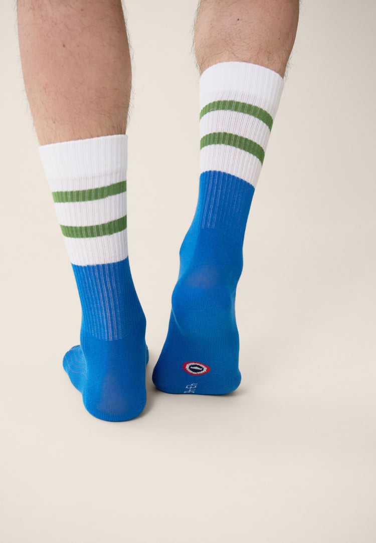 Chaussettes mi-hautes mixtes en coton - Wilfried Bloc Bleu Turquoise Mint Green - Le Slip Français - 3