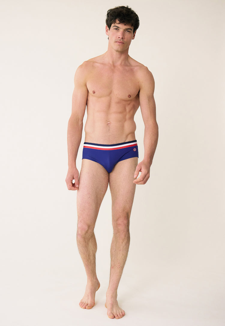 Slip de bain homme bleu - Tempête Indigo - Le Slip Français - 1