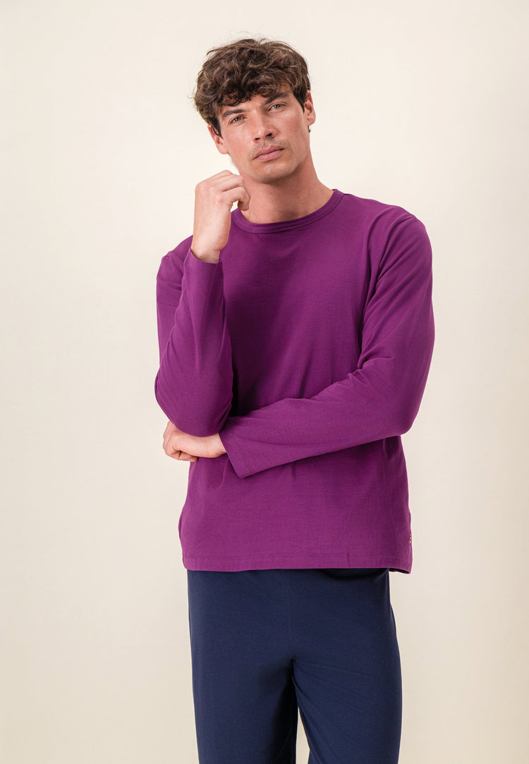 T-shirt à manches longues violet en coton - Superbe Violet Profond - Le Slip Français - 2