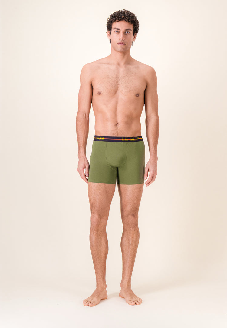 Boxer long vert en coton - Redoutable Long Kaki Veronese - Le Slip Français - 2