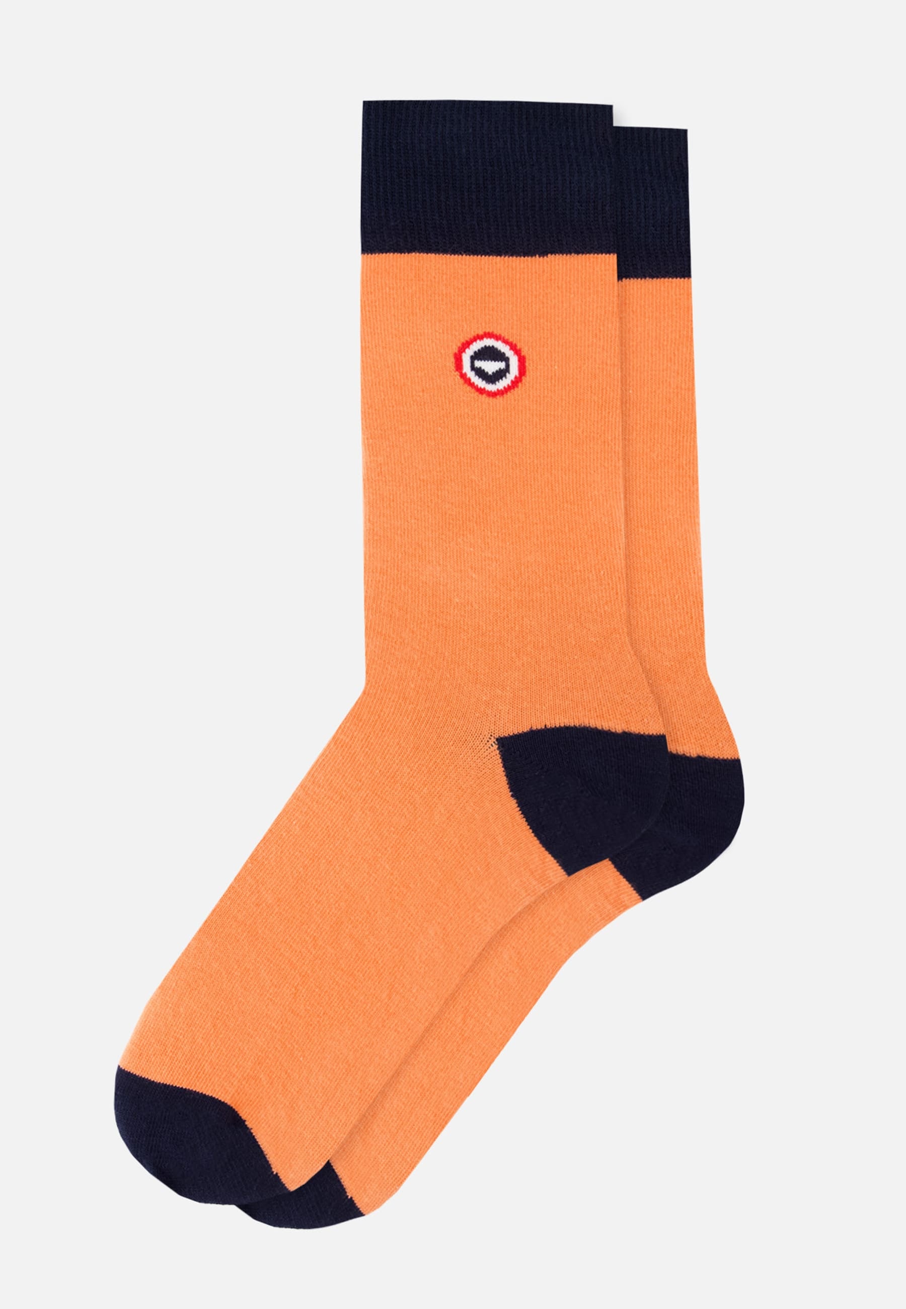 Chaussettes mi-hautes orange fantaisie - Lucas Talon Pointe Marine Orange Corail - Le Slip Français -  1