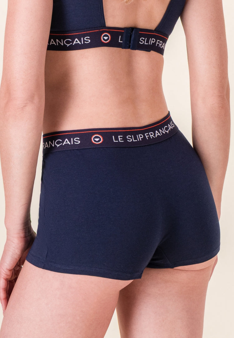 Culotte boxer femme marine en coton - Fougueuse Marine Lsf - Le Slip Français - 2