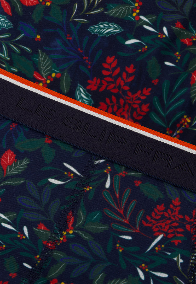 Slip bleu marine à motif houx - Terrible Houx Marbre Vert - Le Slip Français - 4