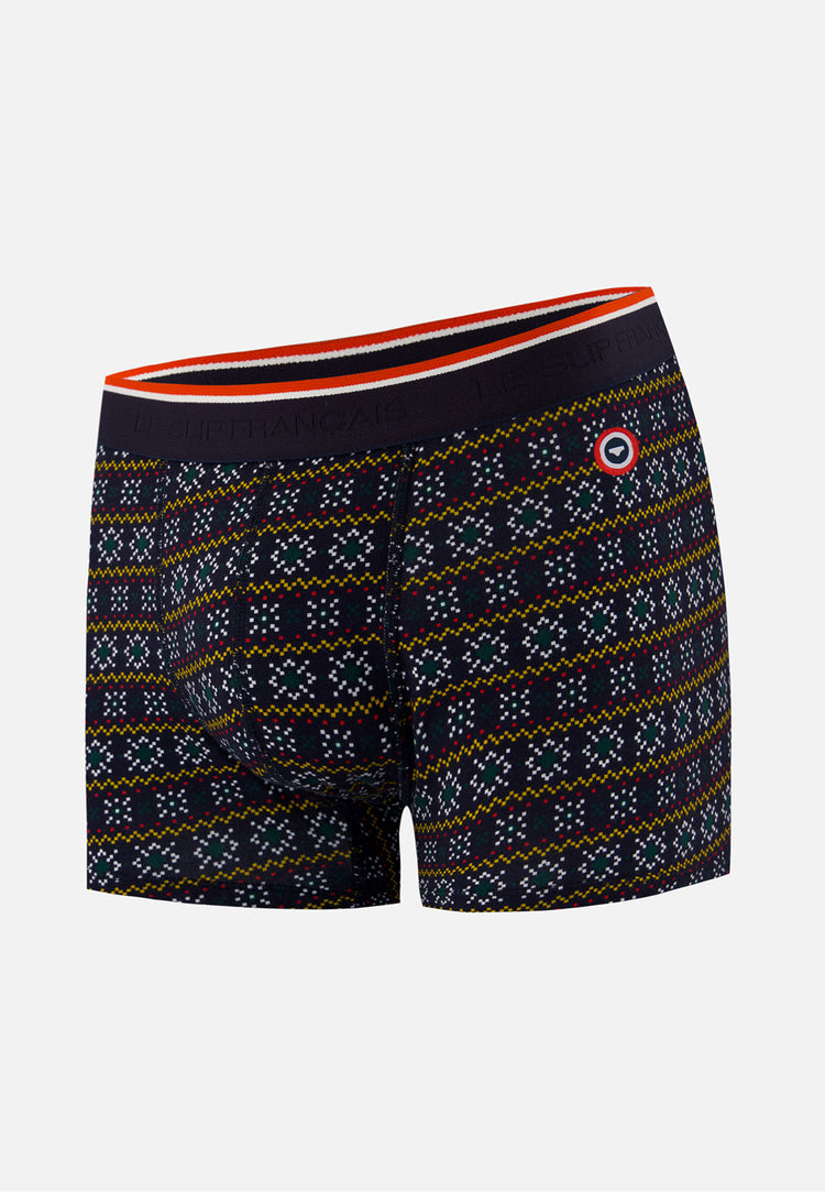 Boxer vert sapin à flocons en coton - Marius Flocon Vert Sapin - Le Slip Français - 1