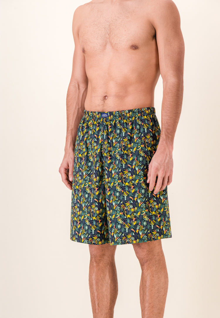 Bas de pyjamas court à motif jungle en coton - Fredy Jungle Kaki Veronese - Le Slip Français - 2