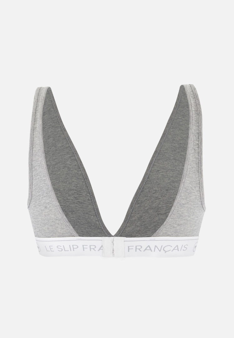 Soutien-gorge triangle sans armature gris chiné en coton - Seduisante Gris Chiné - Le Slip Français - 7