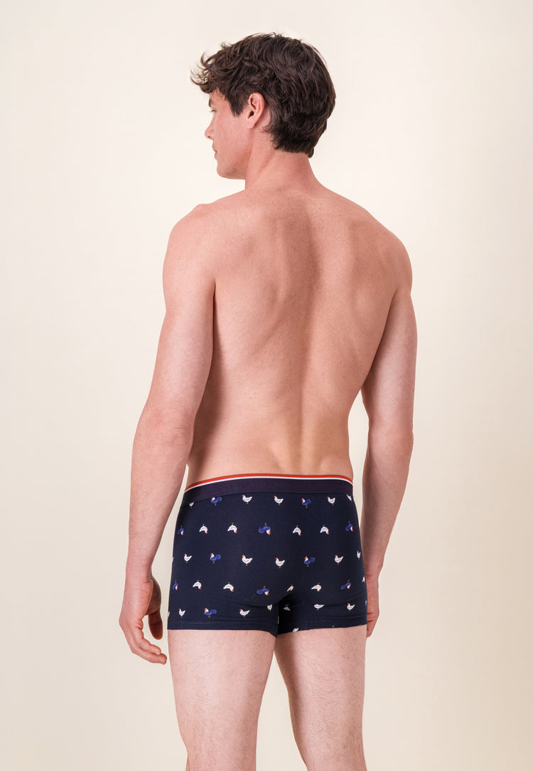 Boxer à motif coq marine en coton - Marius Coq Marine - Le Slip Français - 3