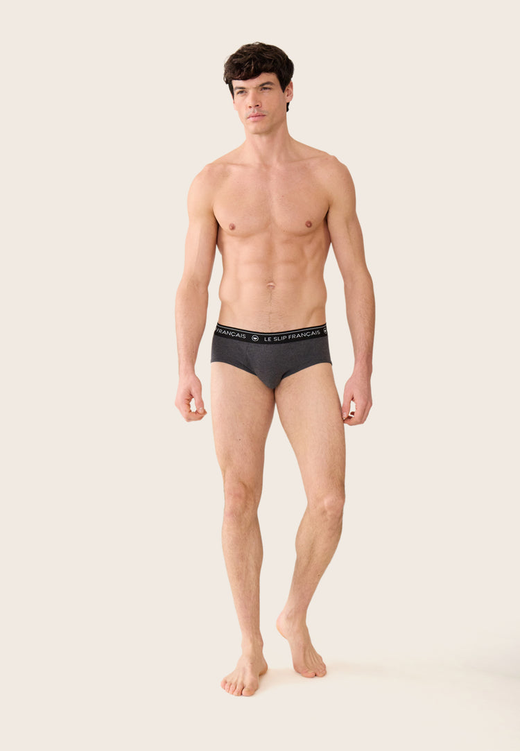 Slip gris en coton - Intrepide Gris Anthracite - Le Slip Français - 6