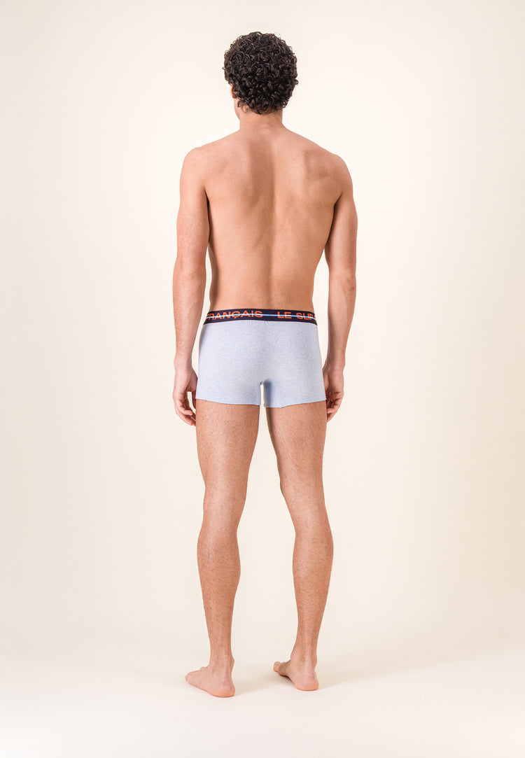 Boxer bleu en coton - Redoutable Bleu Ciel Chiné - Le Slip Français - 3