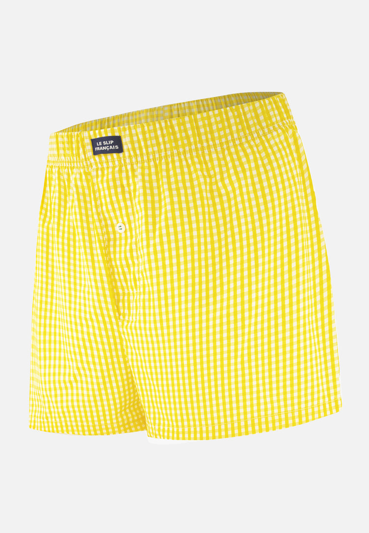 Caleçon à carreaux jaune en coton - Jacques Vichy Jaune Citron - Le Slip Français - 1